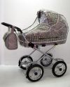 детская коляска, для новорожденных, с прогулочной, 5 в 1, Little Trek Литл Трек - Премиум комплект на шасси стандарт и колесах шина металл хром диск подшипник, дождевик, москитная сетка, пеленальный матрасик, сумка